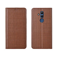 Leather Case Stands Flip Cover T02 Holder for Huawei Mate 20 Lite Brown