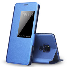 Leather Case Stands Flip Cover T02 Holder for Huawei Mate 20 X 5G Blue