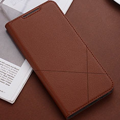 Leather Case Stands Flip Cover T02 Holder for Huawei Nova 5 Brown