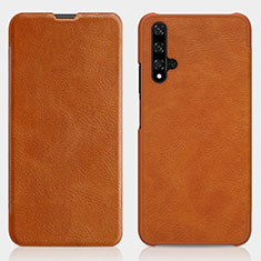 Leather Case Stands Flip Cover T02 Holder for Huawei Nova 5T Orange