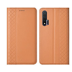 Leather Case Stands Flip Cover T02 Holder for Huawei Nova 6 5G Orange