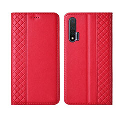 Leather Case Stands Flip Cover T02 Holder for Huawei Nova 6 5G Red