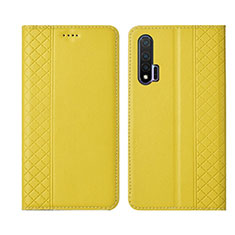 Leather Case Stands Flip Cover T02 Holder for Huawei Nova 6 5G Yellow
