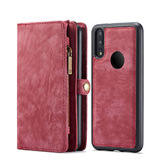 Leather Case Stands Flip Cover T02 Holder for Huawei P20 Lite Red