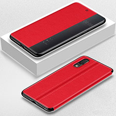 Leather Case Stands Flip Cover T02 Holder for Huawei P20 Red