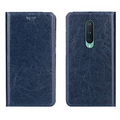 Leather Case Stands Flip Cover T02 Holder for OnePlus 8 Blue