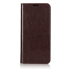 Leather Case Stands Flip Cover T02 Holder for Oppo A91 Brown