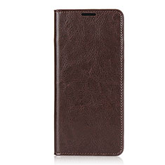 Leather Case Stands Flip Cover T02 Holder for Oppo Reno3 Pro Brown