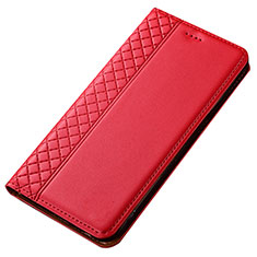 Leather Case Stands Flip Cover T02 Holder for Samsung Galaxy A80 Red