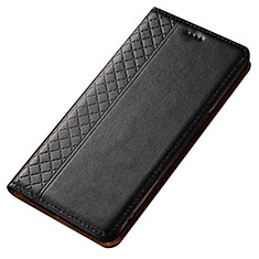 Leather Case Stands Flip Cover T02 Holder for Samsung Galaxy A90 4G Black