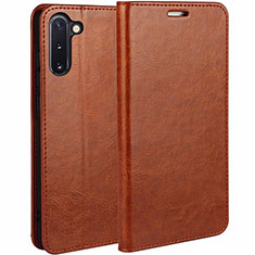 Leather Case Stands Flip Cover T02 Holder for Samsung Galaxy Note 10 5G Orange