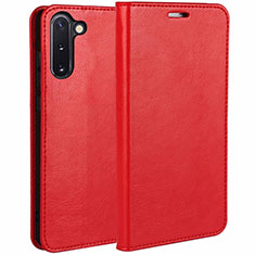 Leather Case Stands Flip Cover T02 Holder for Samsung Galaxy Note 10 5G Red
