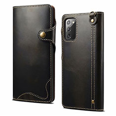 Leather Case Stands Flip Cover T02 Holder for Samsung Galaxy Note 20 5G Black