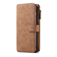 Leather Case Stands Flip Cover T02 Holder for Samsung Galaxy S10 5G Brown
