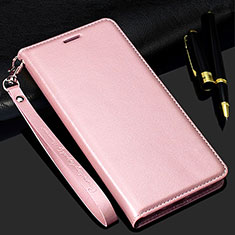 Leather Case Stands Flip Cover T02 Holder for Samsung Galaxy S20 5G Rose Gold