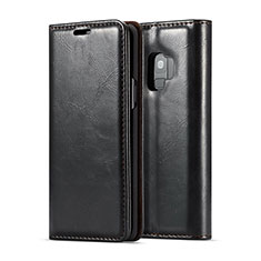 Leather Case Stands Flip Cover T02 Holder for Samsung Galaxy S9 Black