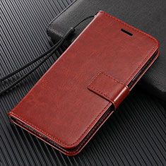 Leather Case Stands Flip Cover T02 Holder for Vivo Y50 Brown