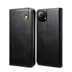 Leather Case Stands Flip Cover T02 Holder for Xiaomi Mi 11 Lite 4G Black