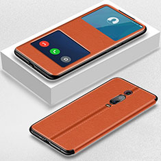 Leather Case Stands Flip Cover T02 Holder for Xiaomi Mi 9T Orange