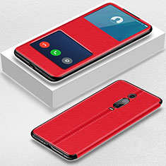 Leather Case Stands Flip Cover T02 Holder for Xiaomi Mi 9T Red