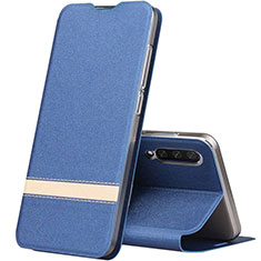 Leather Case Stands Flip Cover T02 Holder for Xiaomi Mi A3 Blue