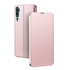 Leather Case Stands Flip Cover T02 Holder for Xiaomi Mi Note 10 Rose Gold