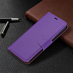 Leather Case Stands Flip Cover T02 Holder for Xiaomi Redmi 10X 4G Purple