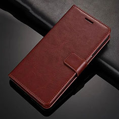 Leather Case Stands Flip Cover T02 Holder for Xiaomi Redmi Note 8 (2021) Brown