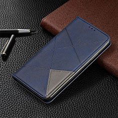 Leather Case Stands Flip Cover T02 Holder for Xiaomi Redmi Note 9 Pro Blue