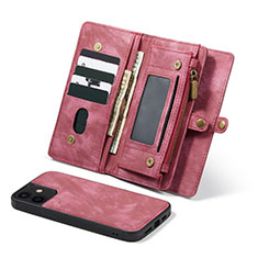 Leather Case Stands Flip Cover T03 Holder for Apple iPhone 12 Mini Red