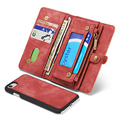Leather Case Stands Flip Cover T03 Holder for Apple iPhone 8 Red