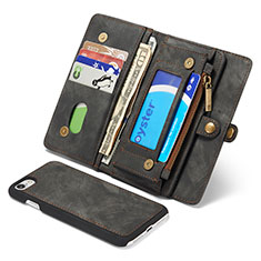 Leather Case Stands Flip Cover T03 Holder for Apple iPhone SE (2020) Black
