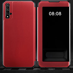 Leather Case Stands Flip Cover T03 Holder for Huawei Honor 20S Red