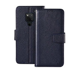 Leather Case Stands Flip Cover T03 Holder for Huawei Mate 20 X 5G Blue