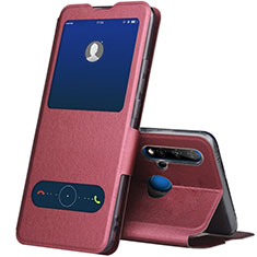 Leather Case Stands Flip Cover T03 Holder for Huawei Nova 5i Red Wine