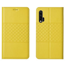 Leather Case Stands Flip Cover T03 Holder for Huawei Nova 6 5G Yellow