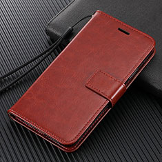 Leather Case Stands Flip Cover T03 Holder for Huawei Nova 7 SE 5G Brown