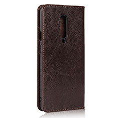Leather Case Stands Flip Cover T03 Holder for OnePlus 7T Pro Brown