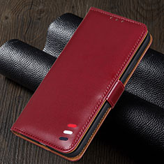 Leather Case Stands Flip Cover T03 Holder for Oppo A52 Red Wine