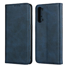 Leather Case Stands Flip Cover T03 Holder for Oppo A91 Blue