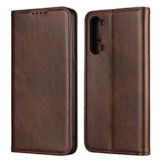 Leather Case Stands Flip Cover T03 Holder for Oppo A91 Brown