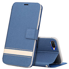 Leather Case Stands Flip Cover T03 Holder for Oppo K1 Blue