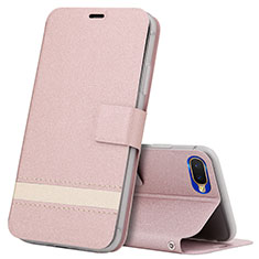Leather Case Stands Flip Cover T03 Holder for Oppo RX17 Neo Rose Gold