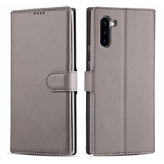 Leather Case Stands Flip Cover T03 Holder for Samsung Galaxy Note 10 5G Gray