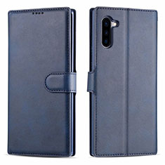 Leather Case Stands Flip Cover T03 Holder for Samsung Galaxy Note 10 Blue