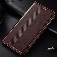 Leather Case Stands Flip Cover T03 Holder for Samsung Galaxy Note 10 Plus Brown