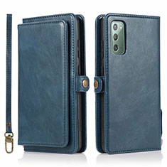 Leather Case Stands Flip Cover T03 Holder for Samsung Galaxy Note 20 5G Blue