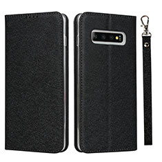 Leather Case Stands Flip Cover T03 Holder for Samsung Galaxy S10 5G Black