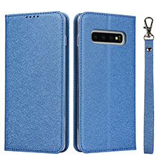 Leather Case Stands Flip Cover T03 Holder for Samsung Galaxy S10 5G Blue