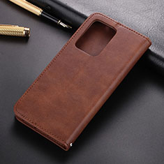 Leather Case Stands Flip Cover T03 Holder for Samsung Galaxy S20 Plus Brown